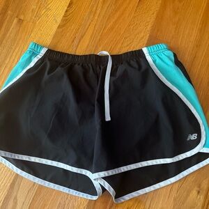New Balance Women's Black and Teal Athletic Shorts